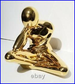 Vintage Jaru 1981 Thinker/Sitting Man 18K Finish Ceramic Sculpture