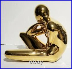 Vintage Jaru 1981 Thinker/Sitting Man 18K Finish Ceramic Sculpture