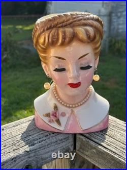Vintage Lady Head Vase Relco