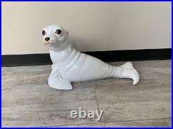 Vintage Large Italian Ceramic Art Pottery White Seal Statue