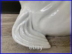 Vintage Large Italian Ceramic Art Pottery White Seal Statue