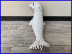 Vintage Large Italian Ceramic Art Pottery White Seal Statue