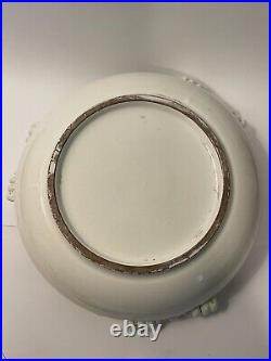 Vintage Leona Italia Art Pottery Hand Painted Serving Platter Handles Signed 12