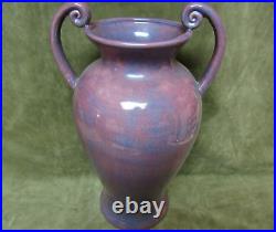 Vintage Little Ceramic Shop Art Pottery Purple & Blue Glaze Tall Handled Vase