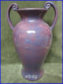 Vintage Little Ceramic Shop Art Pottery Purple & Blue Glaze Tall Handled Vase