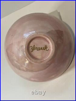 Vintage Lusterware Vase Bowl Hand Formed Pink Blue Gold Glazed Scalloped Rim