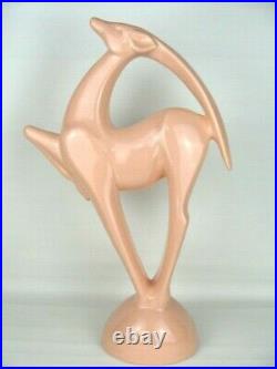 Vintage MCM Haeger Pink Art Deco Gazelle Deer Antelope Figure Statue LARGE 21