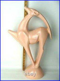 Vintage MCM Haeger Pink Art Deco Gazelle Deer Antelope Figure Statue LARGE 21