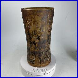 Vintage MCM Studio Art Pottery Vase, Signed Taller Nowin Shi,'66, Uruguay