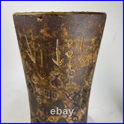Vintage MCM Studio Art Pottery Vase, Signed Taller Nowin Shi,'66, Uruguay