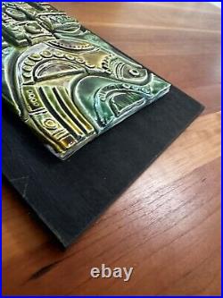 Vintage MID Century Ceramic Art Tile Sculpture Bird Geometric Motif Signed