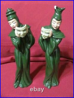 Vintage Madison Ceramic Arts Studio Comedy And Tragedy With Mask Figurines