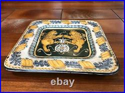 Vintage Majolica Italy Art Pottery Handpainted Square Serving Plate, 11 1/4