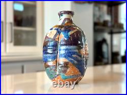 Vintage Makoto Yabe Studio Art Glazed Ceramic Pottery Sake Bottle