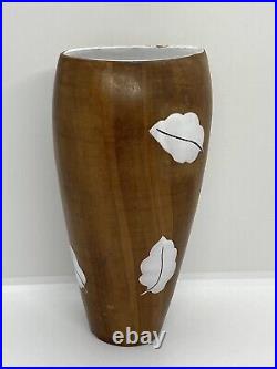 Vintage Marked 1960's Ceramic Pottery Semi Matte Wood Vase