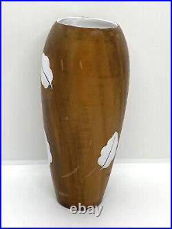 Vintage Marked 1960's Ceramic Pottery Semi Matte Wood Vase