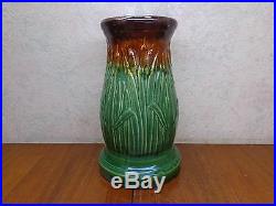 Vintage McCoy Art Pottery Cattail Bullrush #153 USA Jardiniere Pedestal Stand Ex