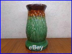 Vintage McCoy Art Pottery Cattail Bullrush #153 USA Jardiniere Pedestal Stand Ex