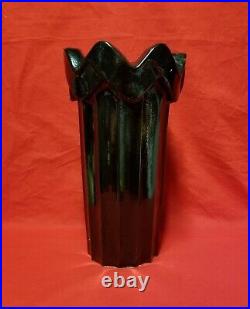Vintage McCoy Art Pottery Heavy Ceramic Black Umbrella Stand Large Vase 14 Tall