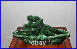 Vintage Mid Century Green Glazed Ceramic Gazelle Double Planter Art Pottery Vase