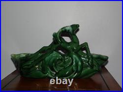 Vintage Mid Century Green Glazed Ceramic Gazelle Double Planter Art Pottery Vase