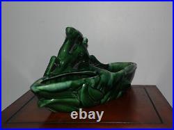 Vintage Mid Century Green Glazed Ceramic Gazelle Double Planter Art Pottery Vase