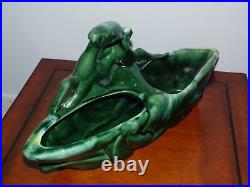 Vintage Mid Century Green Glazed Ceramic Gazelle Double Planter Art Pottery Vase