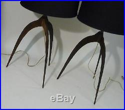 Vintage Mid Century Modern Art Pottery Ceramic Matte Glaze Double Socket Lamp