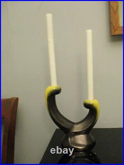 Vintage Mid Century Modern Italian Ceramic Art Pottery Candelabra Candle Holders