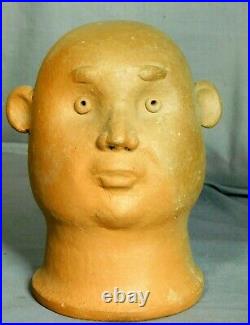 Vintage Modern Brazil Folk Art Pottery Ceramic Sculpture Bust Jose Verissimo 80s