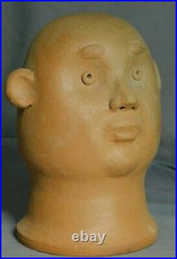 Vintage Modern Brazil Folk Art Pottery Ceramic Sculpture Bust Jose Verissimo 80s