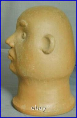 Vintage Modern Brazil Folk Art Pottery Ceramic Sculpture Bust Jose Verissimo 80s