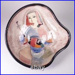 Vintage Modern Polia Pillin Polychrome Ceramic Stylized Musician Bowl,'50s