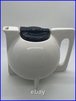 Vintage Modernist Bauhaus Htf Rare Design Black&white Art Pottery Ceramic Teapot