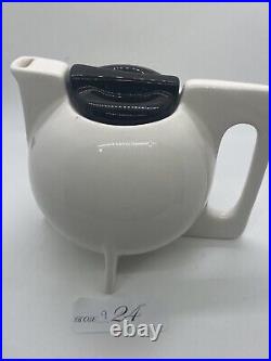 Vintage Modernist Bauhaus Htf Rare Design Black&white Art Pottery Ceramic Teapot