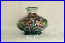 Vintage Moorcroft Art Pottery Columbine Floral Design Cobalt Blue Cabinet Vase