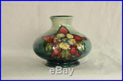 Vintage Moorcroft Art Pottery Columbine Floral Design Cobalt Blue Cabinet Vase