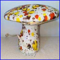 Vintage Mushroom Lamp Toadstool Ceramic Drip Glaze Art Pottery 7 with Switch