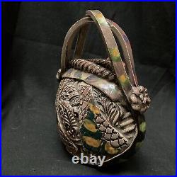 Vintage OOAK Gail Markiewicz Ceramic Textured Handbag Purse Sculpture Modern