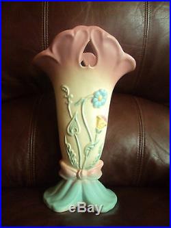 Vintage Original Hull Art Pottery B11 10 1/2 Pink Bow Knot Vase. Beautiful