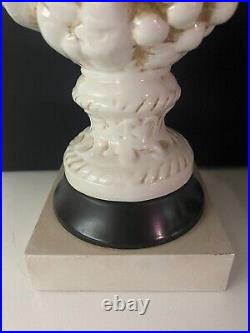 Vintage Pair Fruit Topiary Art Pottery Lamps White 21.5 50's-60's Ceramic