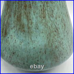Vintage Pottery Art Ceramic Vase Lot Of 2 Weathered Bronze Turquoise Glazed Blue