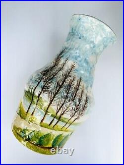 Vintage Pottery Glazed Multicolor Handpainted Unique Vase 14