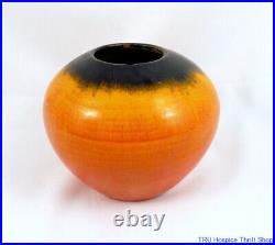 Vintage Primavera France Numbered Art Pottery Petit Orange and Black Vase