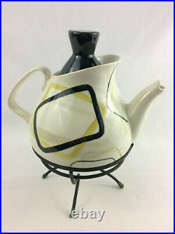 Vintage Red Wing Smart Set Teapot with Black Top & Original Stand Excellent Cond