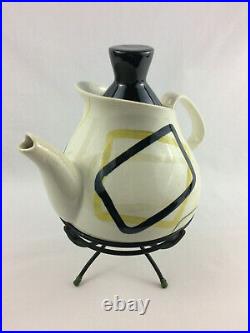 Vintage Red Wing Smart Set Teapot with Black Top & Original Stand Excellent Cond