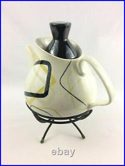 Vintage Red Wing Smart Set Teapot with Black Top & Original Stand Excellent Cond