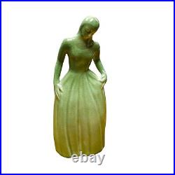 Vintage Rookwood Pottery Colonial Woman Paperweight 6907 Green 1948 Scarce! 8