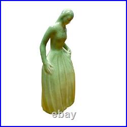 Vintage Rookwood Pottery Colonial Woman Paperweight 6907 Green 1948 Scarce! 8