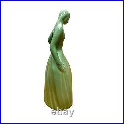 Vintage Rookwood Pottery Colonial Woman Paperweight 6907 Green 1948 Scarce! 8